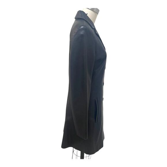 Women’s Vintage Mario Romano Black 100% Leather Coat Size EU 38 Florence… - Picture 3 of 12